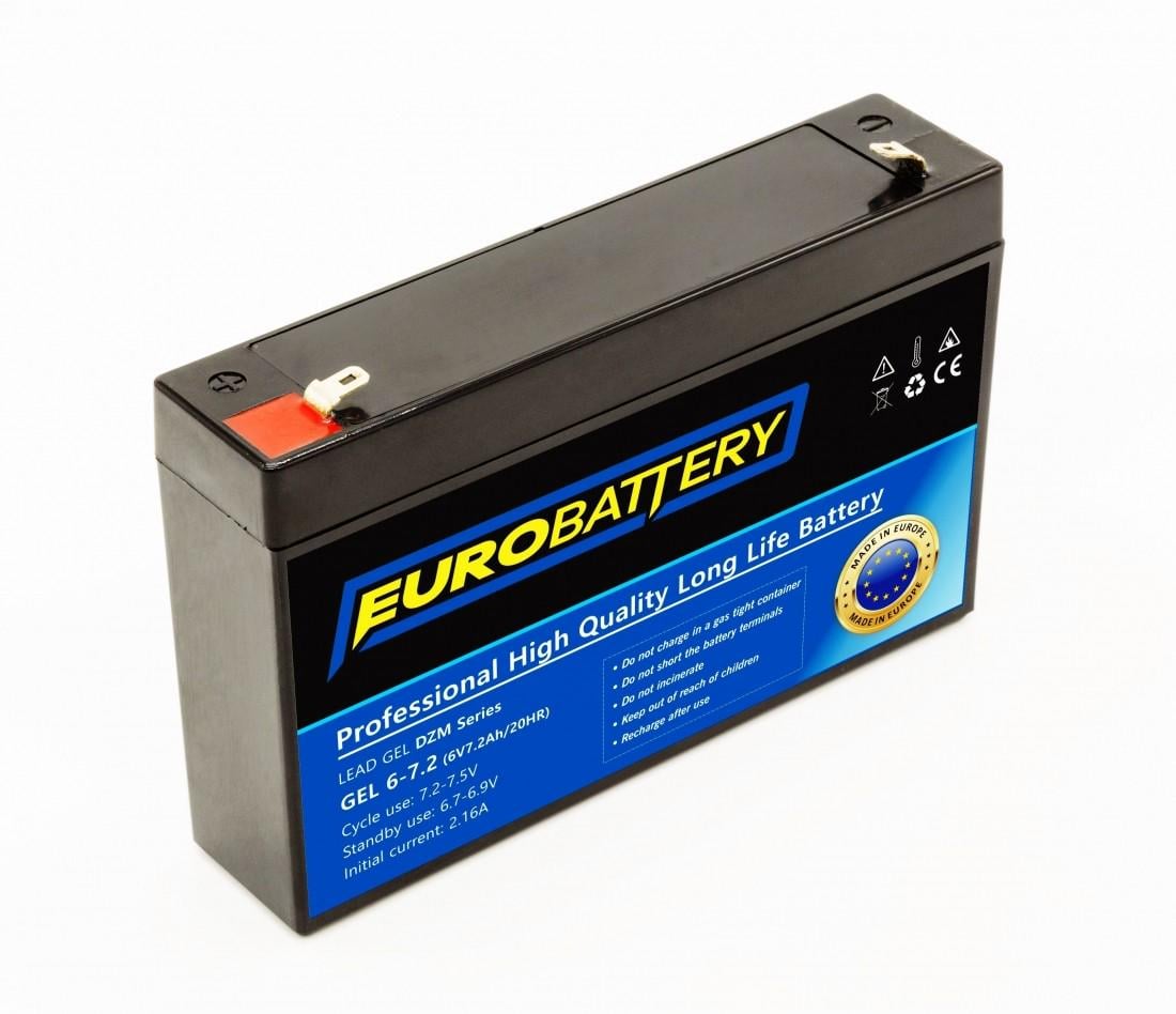 Аккумулятор гелевой для ИБП EuroBattery GEL 6-7.2 DZM 6V 7,2 Ач (708)