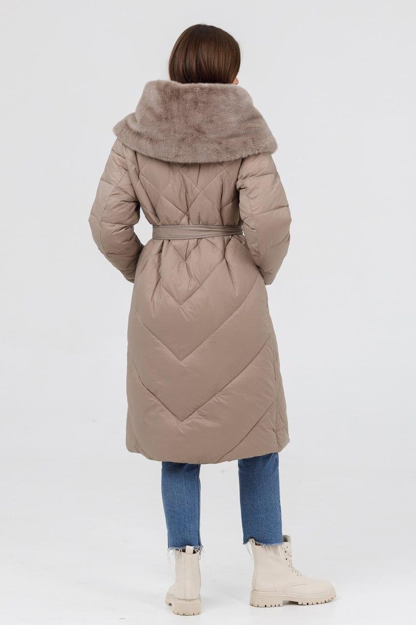 Пуховик з хутром р. 48 Капучіно (1253g\48) - фото 4