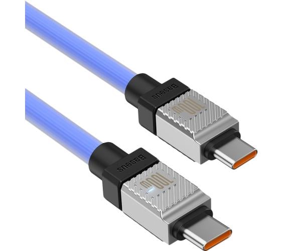 Кабель Data USB BASEUS CoolPlay Series Type-C to Type-C CAKW000203 100W 1 м Blue - фото 2