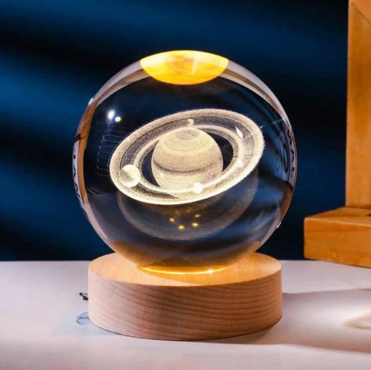 Нічник кришталева куля 3D Планета Сатурн (bfcfd256)