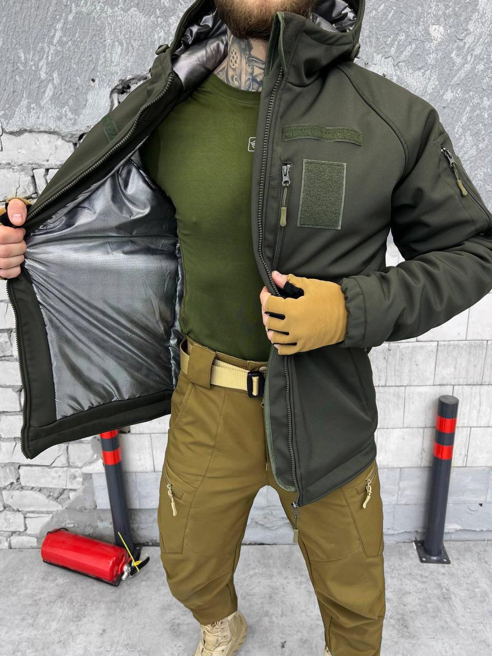 Куртка зимова тактична Soft Shell з утепленням Omni-Heat р. 52 Хакі (0483-52)