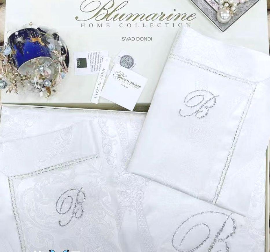 Комплект постельного белья Blumarine двуспальный евро сатин/жаккард Белый