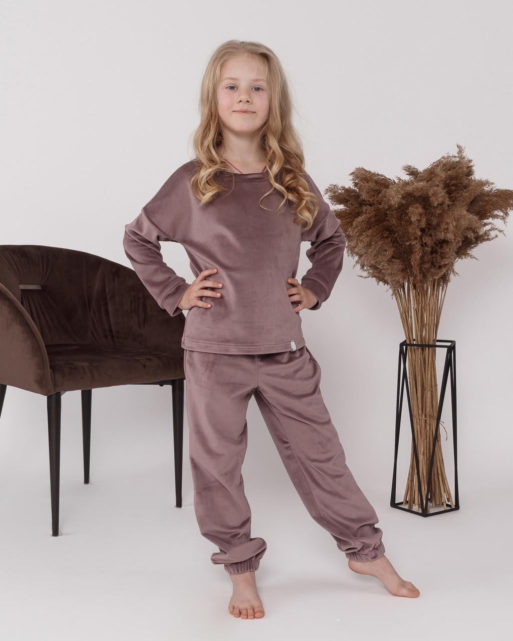 Пижама детская домашняя велюровая кофта со штанами Мокко (1812116976)