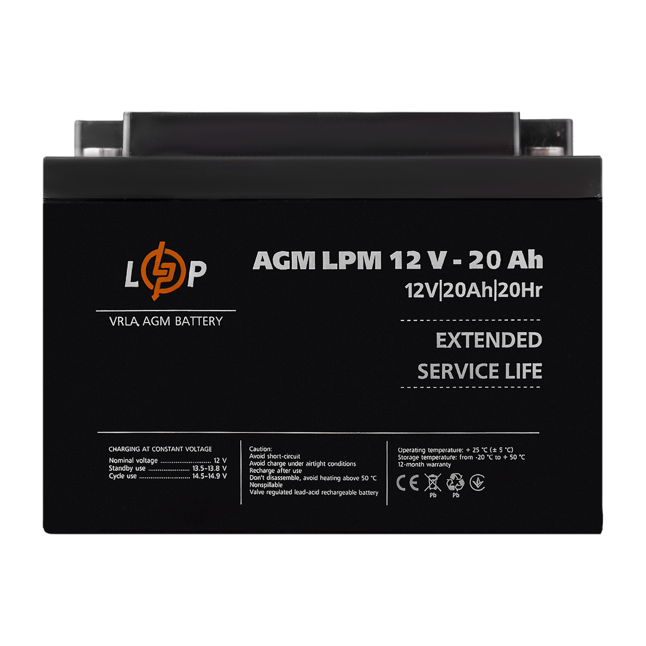 Акумулятор AGM LPM 12V-20 Ah під болт М5 - фото 3