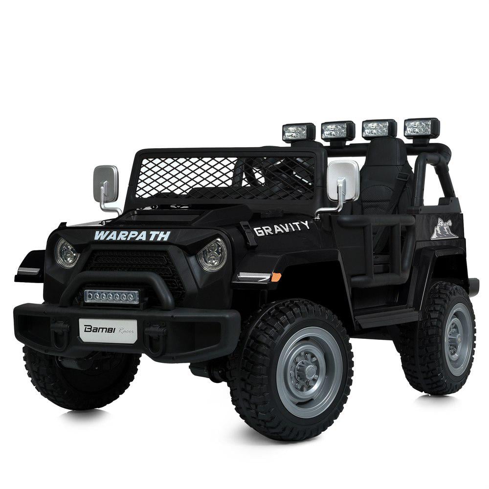 Детский электромобиль джип Bambi Racer M 6108EBLR-2 24V с двухместным сиденьем из экокожи и LED-фарами Черный (27209728)