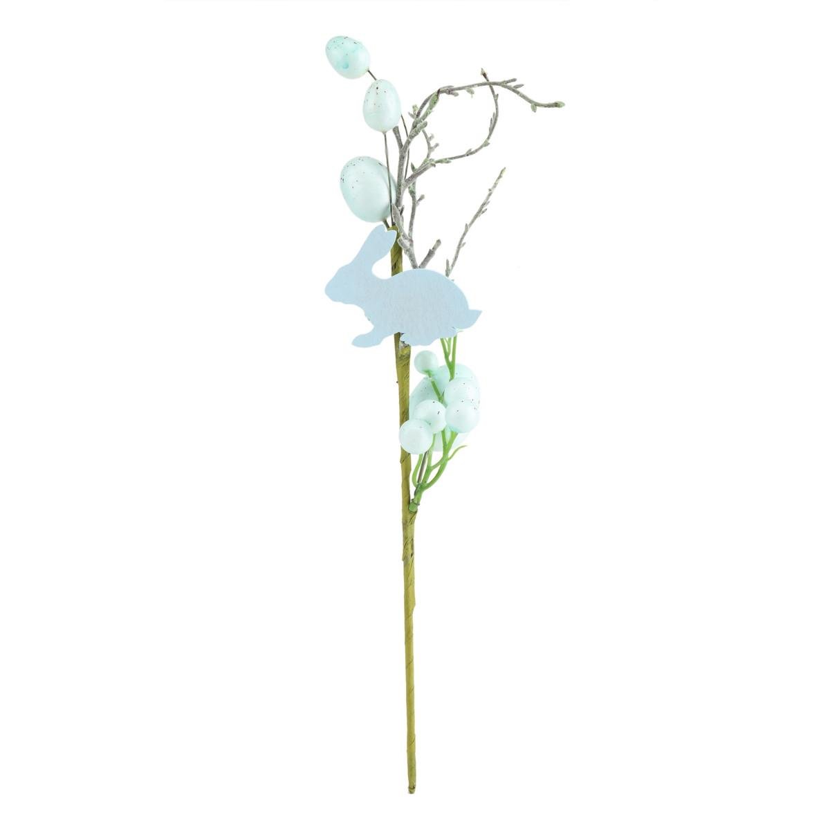 Декоративная пасхальная веточка Bona с крашенками и кроликом 40 см Голубой (5004-024)