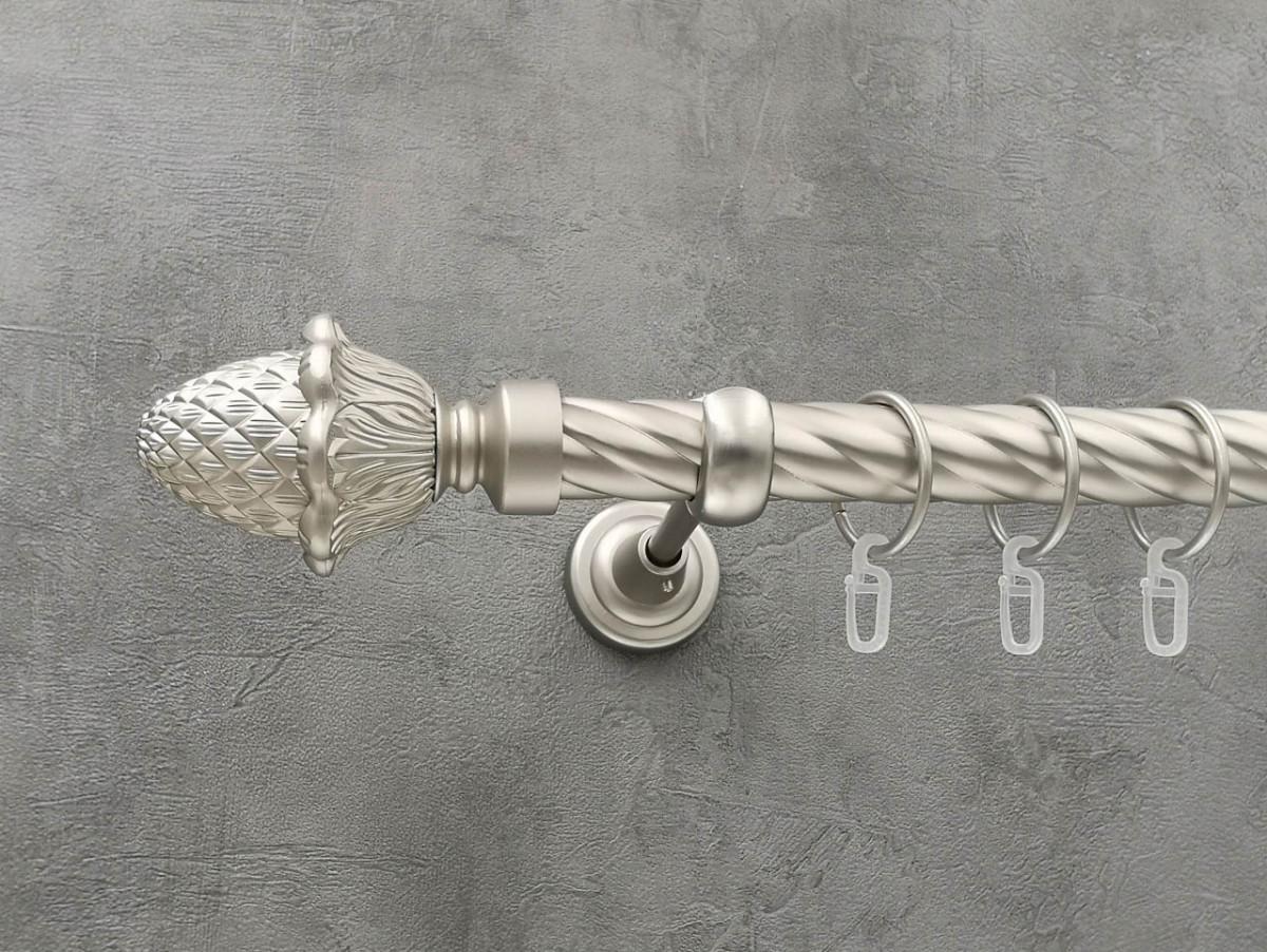 Карниз Quadrum Шишка витая штанга одинарный открытый 25 мм 400 см Сатин (264773751)