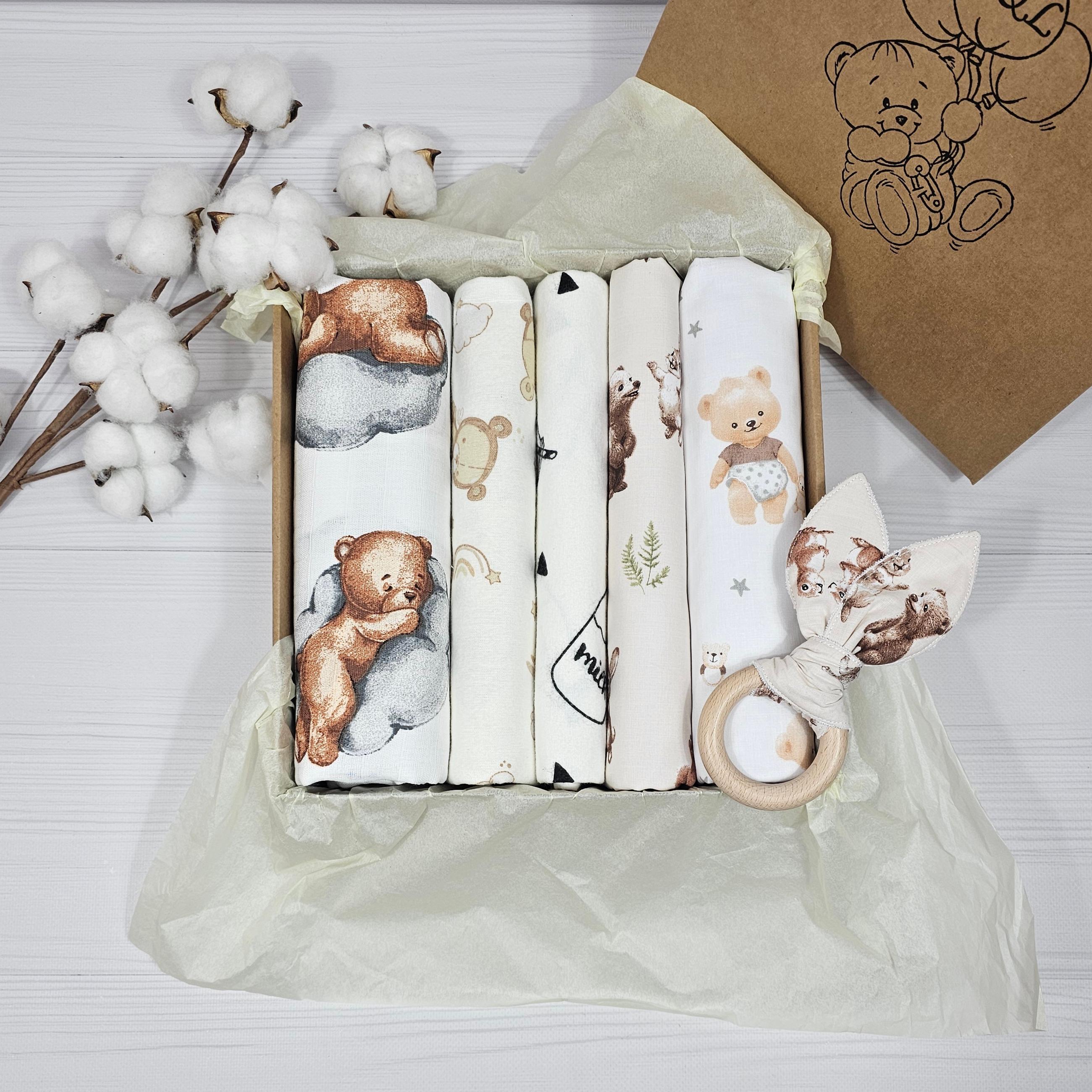 Набор пеленок для новорожденных с грызуном a.l.babybox Медвежьи приключения Бежевый.