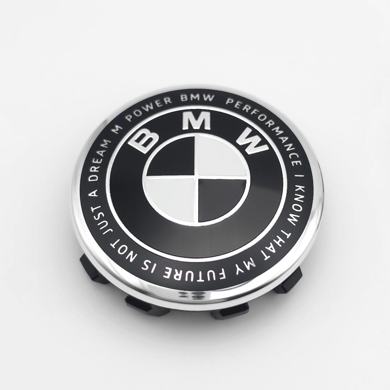 Ковпачок заглушка маточини колеса BMW 56 мм Чорний/білий тип 2 (3009266989)