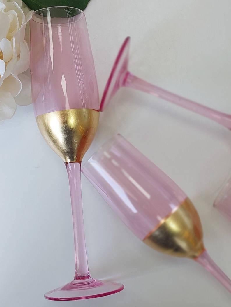 Бокал для шампанського із золотим обідком 250 мл Рожеве золото (21-AT10239) - фото 7
