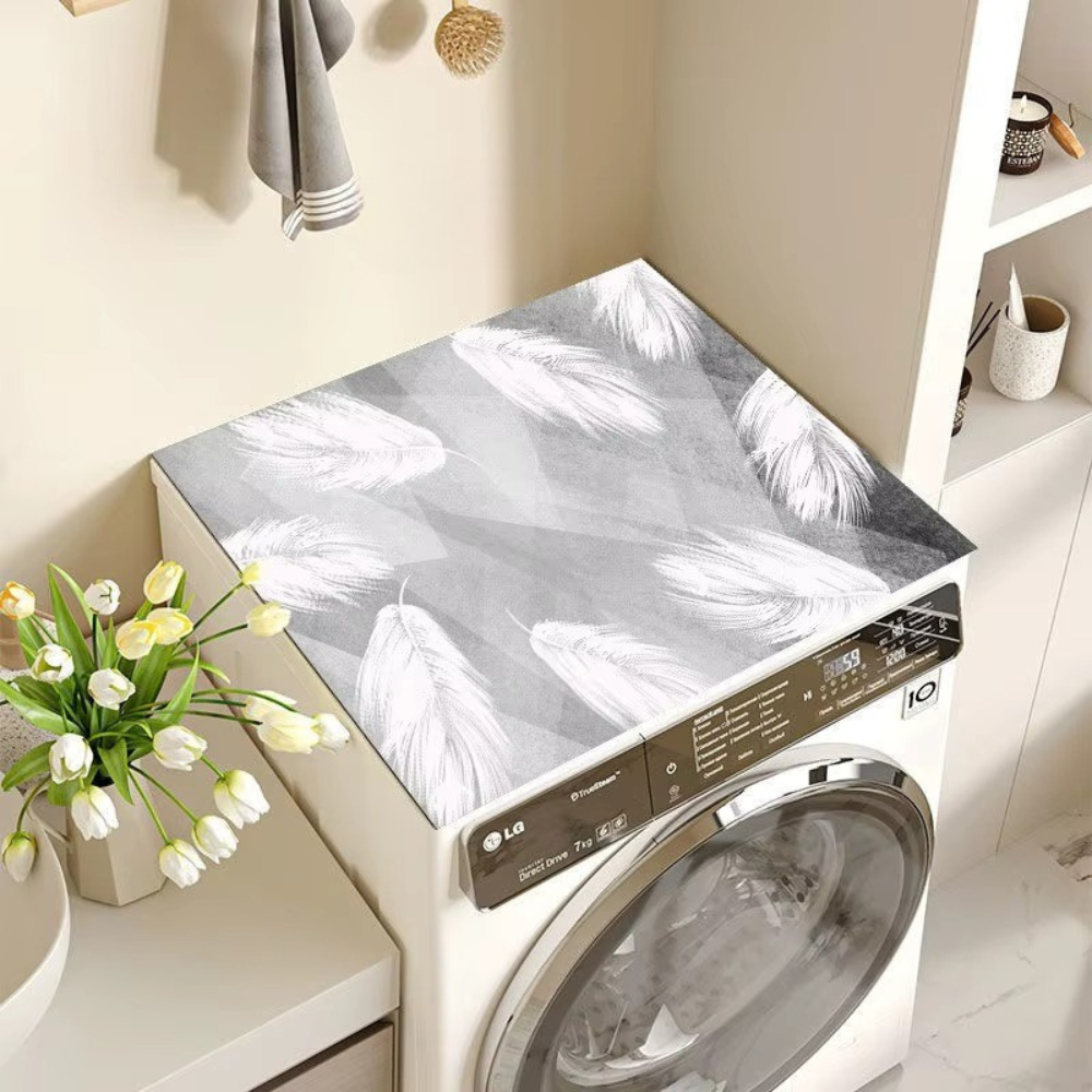 Килимок на пральну машину Перо захисний вологопоглинаючий гумовий пилозахисний квадратний 60х60 см Сірий - фото 1