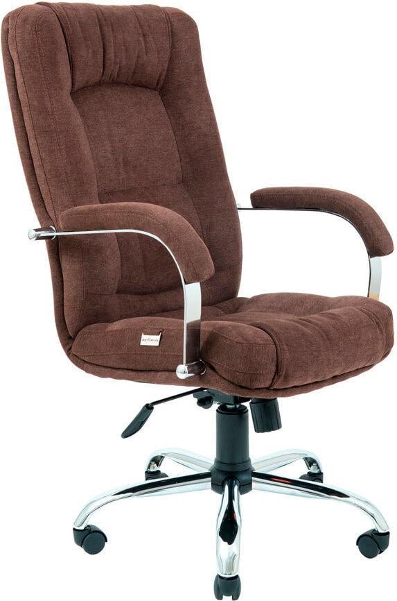 Офисное кресло руководителя AlbertoDesign MultiBlock М-3 хром прорезиненные колеса Simple Коричневый (rch_chr_00113)