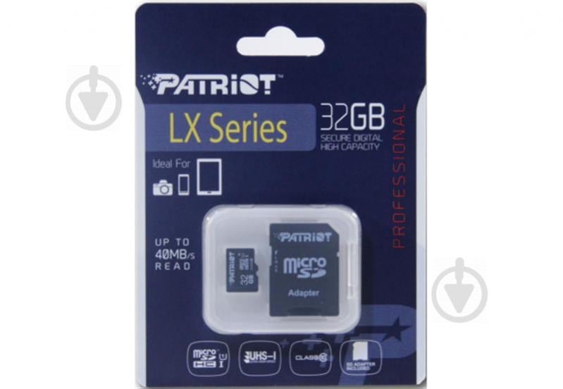 Карта пам'яті MicroSDHC 32GB UHS-I Class 10 Patriot LX + SD-adapter (PSF32GMCSDHC10) - фото 2