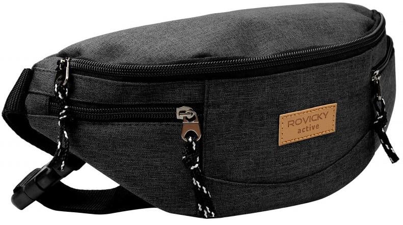Сумка поясна Rovicky велика текстильна бананка Чорний (bagwb01 black)