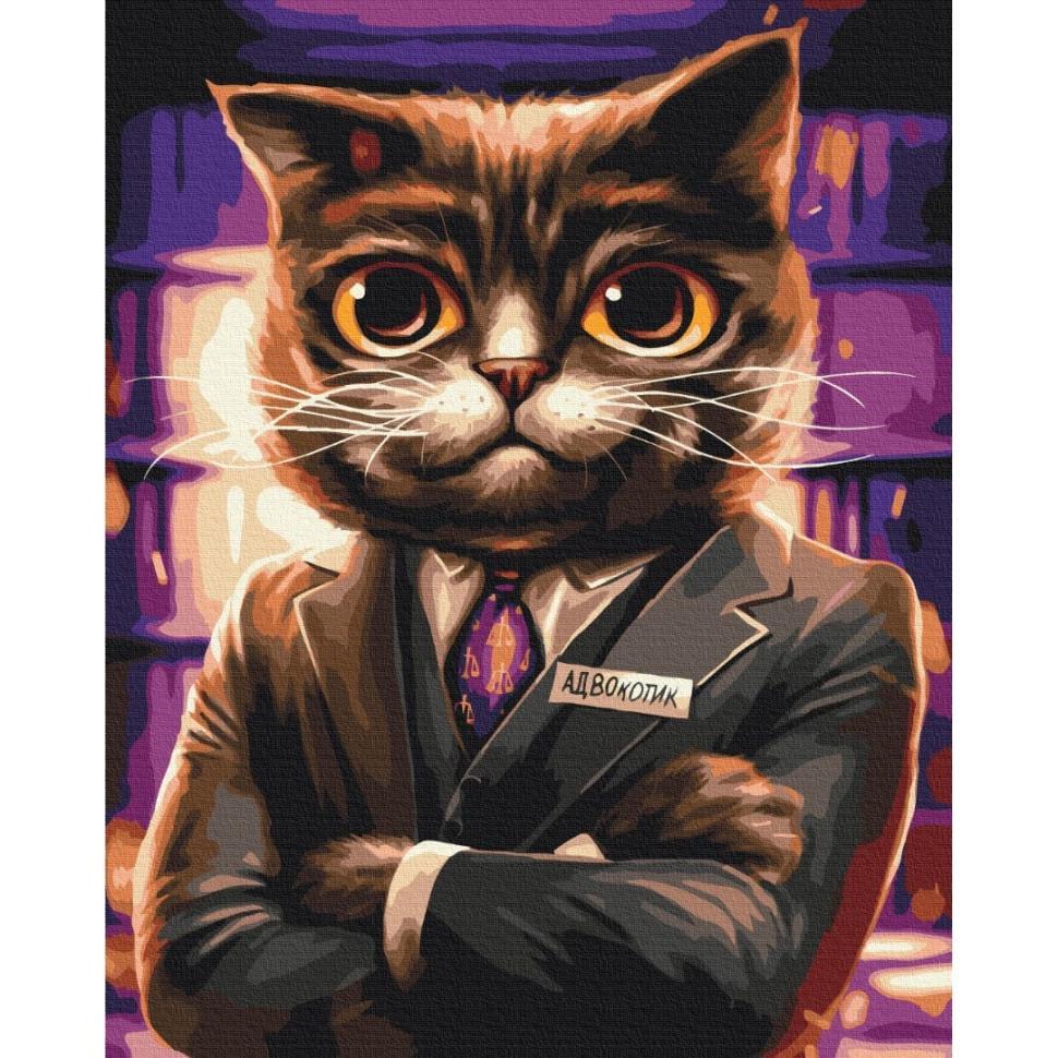 Картина за номерами Brushme Котик адвокат 40х50 см (BS53665) Картина за номерами Brushme Котик адвокат 40х50 см (BS53665)