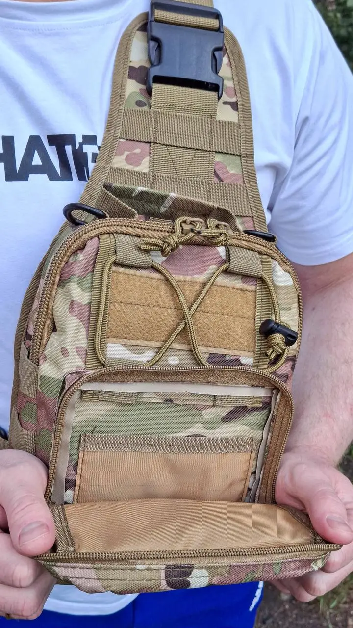 Рюкзак тактический однолямочный Tactical с системой MOLLE 5 л Мультикам (095 multicam) - фото 3 Рюкзак тактический однолямочный Tactical с системой MOLLE 5 л Мультикам (095 multicam) - фото 3