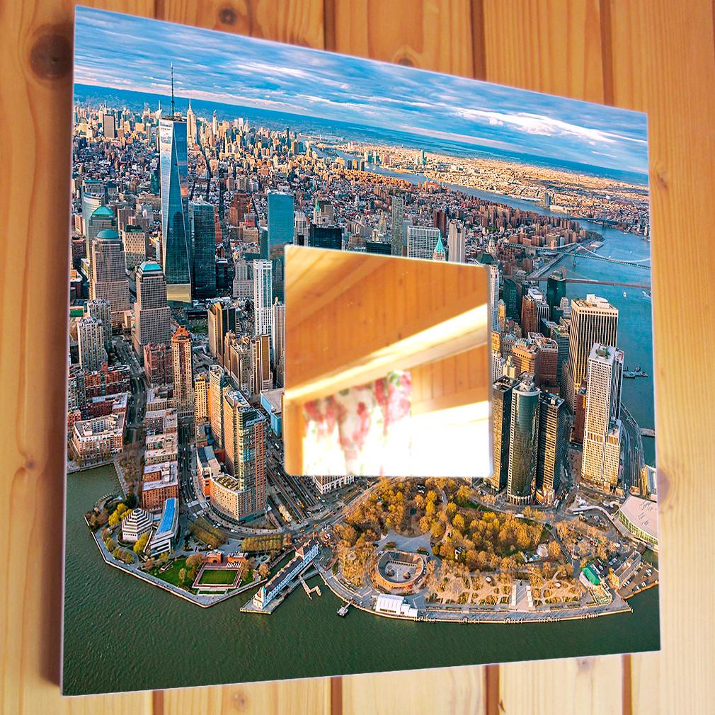 Зеркало декоративное Нью-Йорк из птичьего полета 260х260 мм (M04107)