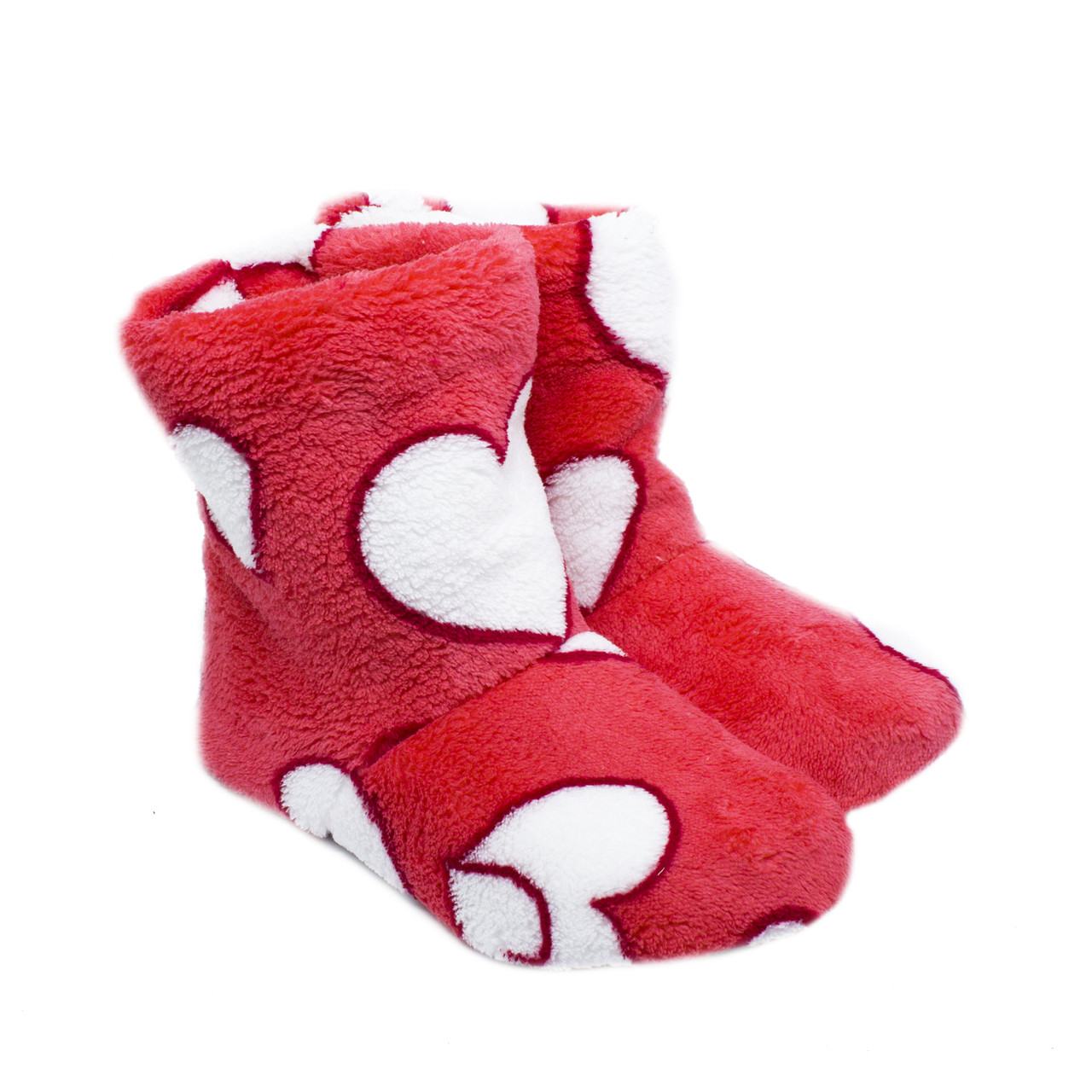 Капці домашні PaGo  Чоботи махра серце р.  39 Червоний