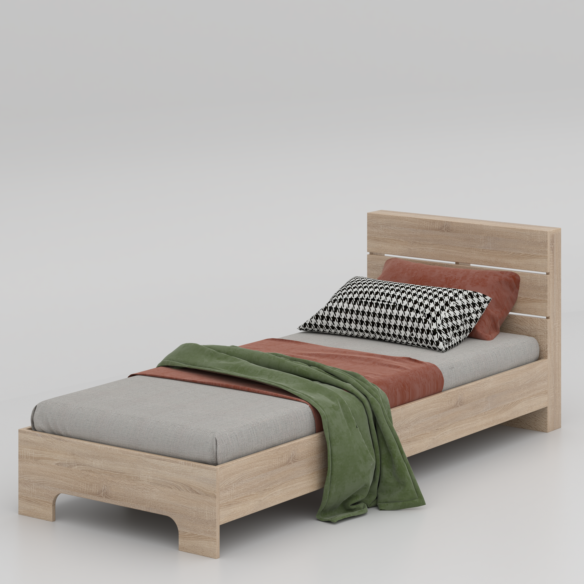 Кровать односпальная детская с ламелями 766х2112х834 мм Дуб сонома - фото 1