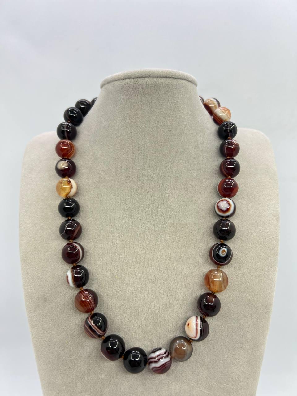 Бусы агат 12 мм 44 см Разноцветный (12056)