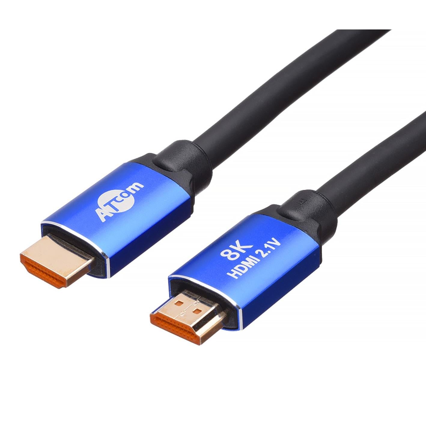 Кабель ATcom, HDMI х HDMI до 48 Гбит/с, 8K, 1 метр, Черно-Синий (88801)