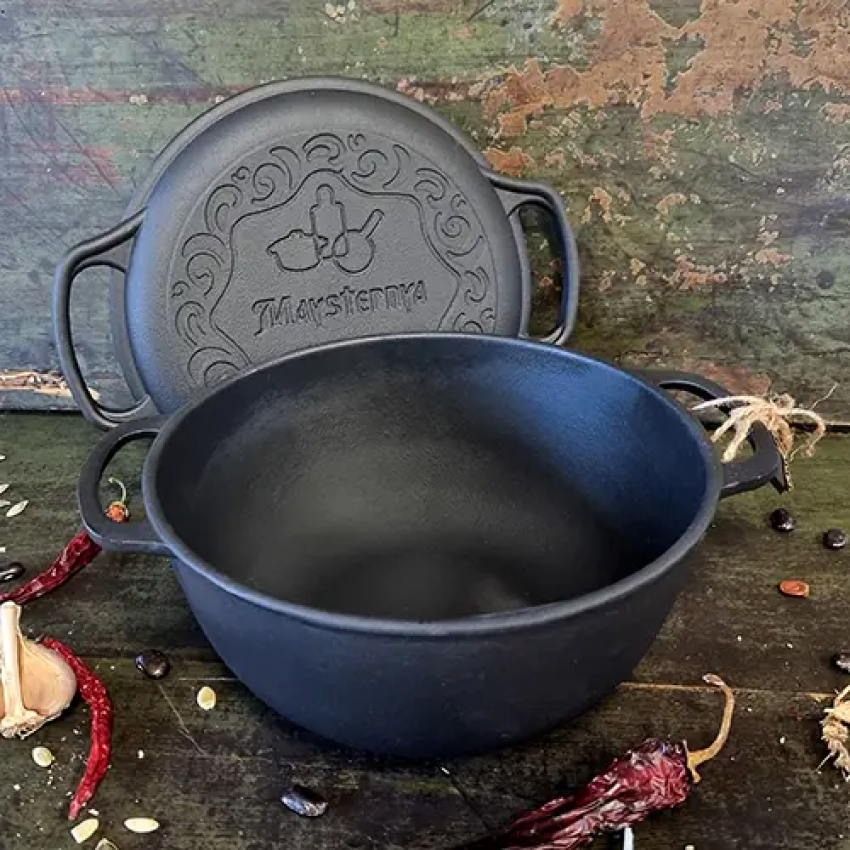 Кастрюля чугунная Maysternya Т403СРУк с крышкой-сковородой 5 л (2046174119) - фото 2 Кастрюля чугунная Maysternya Т403СРУк с крышкой-сковородой 5 л (2046174119) - фото 2