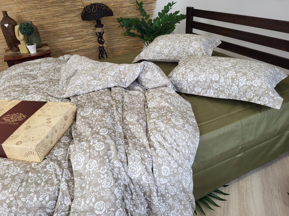 Комплект постільної білизни Premium Muscat полуторний сатин Olive