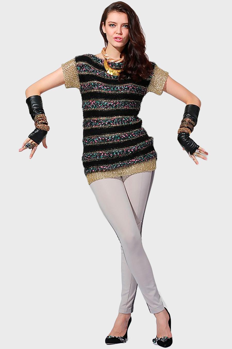 Джемпер жіночий з коротким рукавом Lowett LW-835308 р. 42 Чорний (LW-835308-42) - фото 3 Джемпер жіночий з коротким рукавом Lowett LW-835308 р. 42 Чорний (LW-835308-42) - фото 3