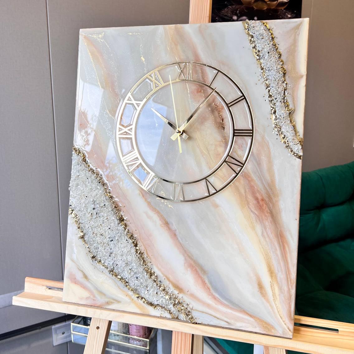 Часы-картина настенные из эпоксидной смолы EPOXY M208 60х40 см