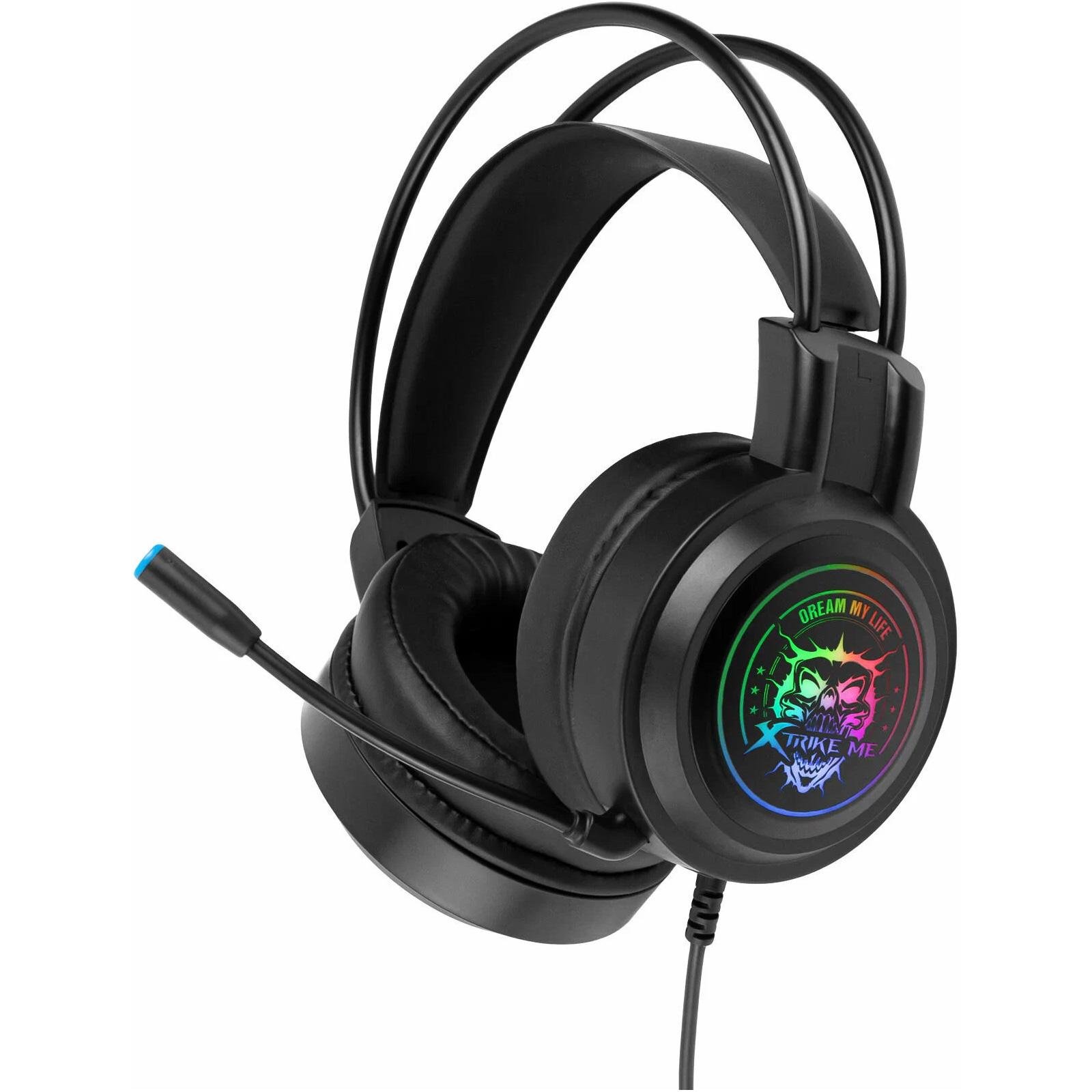 Гарнітура дротова Xtrike ME GH-516 USB 7.1-канальний з RGB-підсвічуванням Black (27457224)