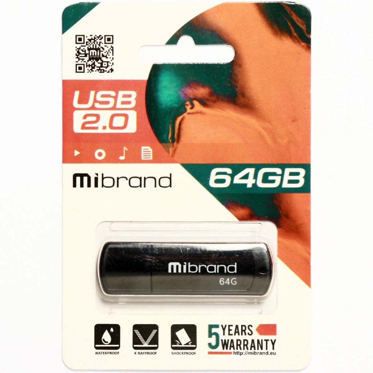 Flash Mibrand USB 2.0 Grizzly 64Gb Black (29caa1-15508) - фото 2