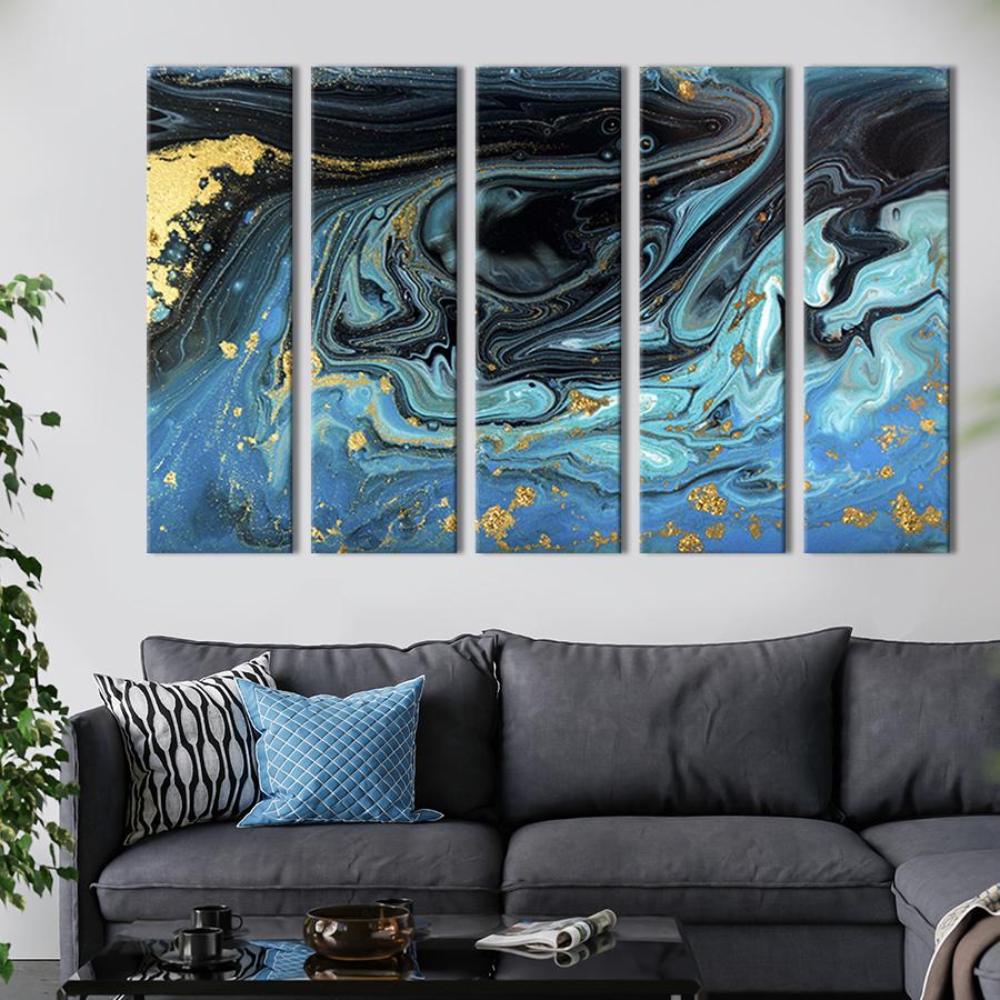 Модульная картина из 5 частей Гарний темний мармур 132x80 см (51-51)