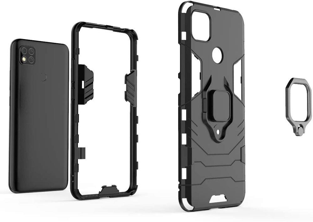 Противоударный чехол Xiaomi Redmi 9C (подставка кольцо) Black (19568-2B) - фото 3 Противоударный чехол Xiaomi Redmi 9C (подставка кольцо) Black (19568-2B) - фото 3