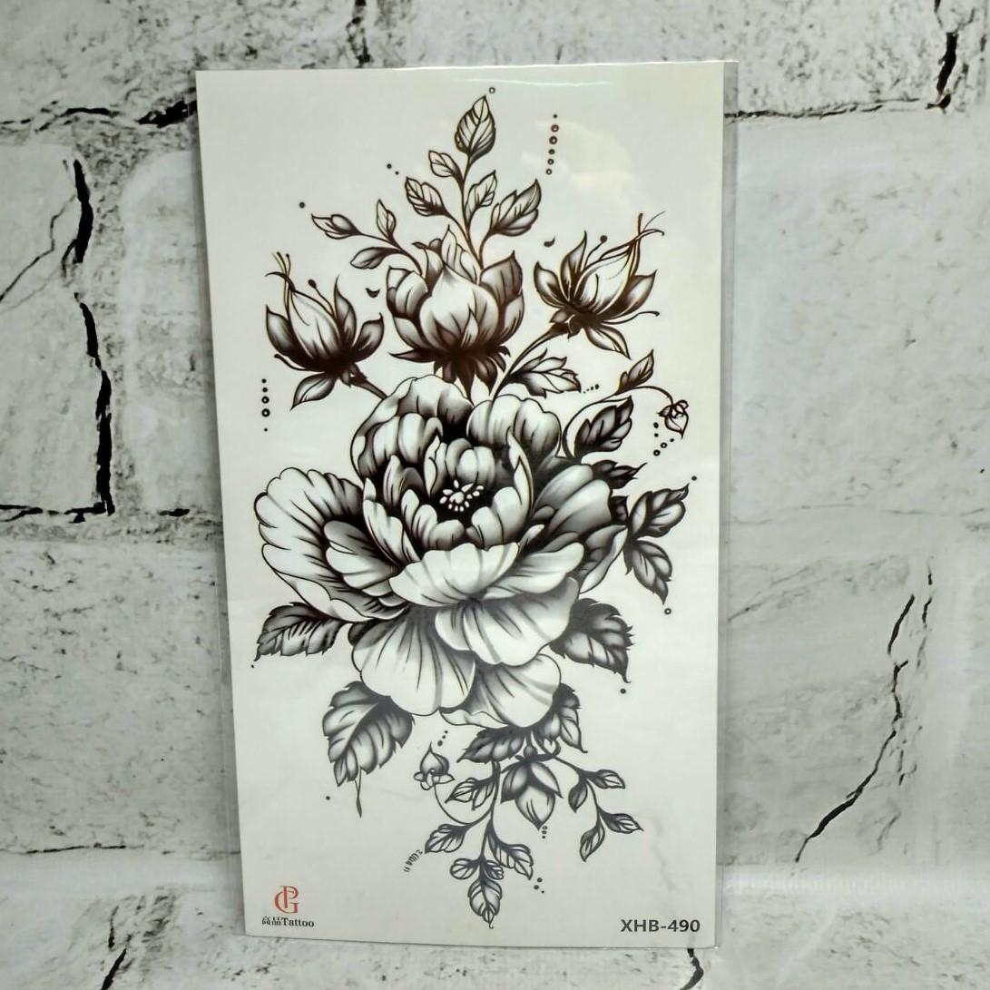 Тату временное Цветы лист 11,5x21 см (XHB-490)