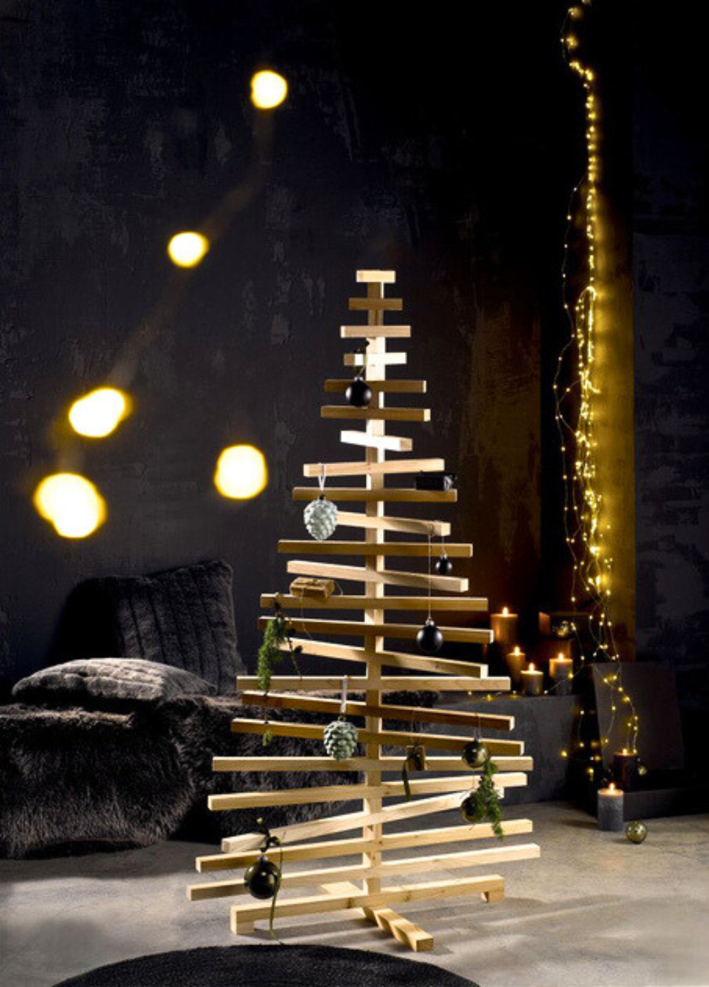 Елка новогодняя Livarno Home деревянная 100 см Бежевый (7861)