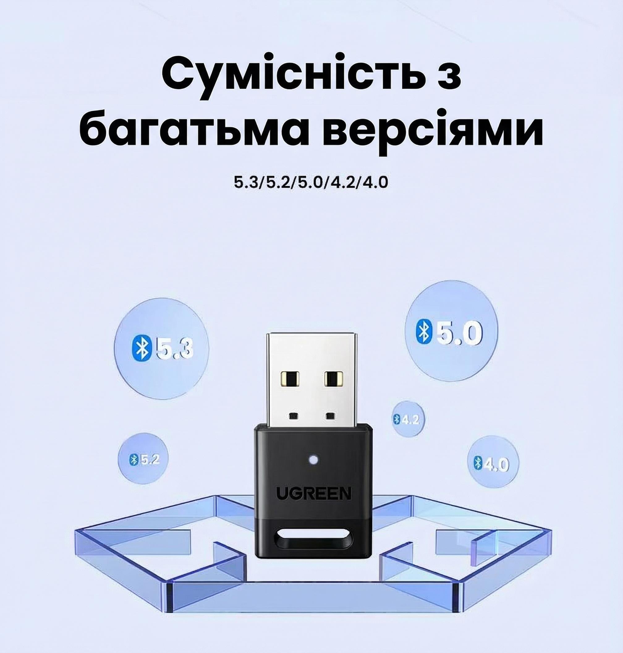 Адаптер Bluetooth UGREEN CM748 5.4/20 м/Windows Черный (45134) - фото 3 Адаптер Bluetooth UGREEN CM748 5.4/20 м/Windows Черный (45134) - фото 3