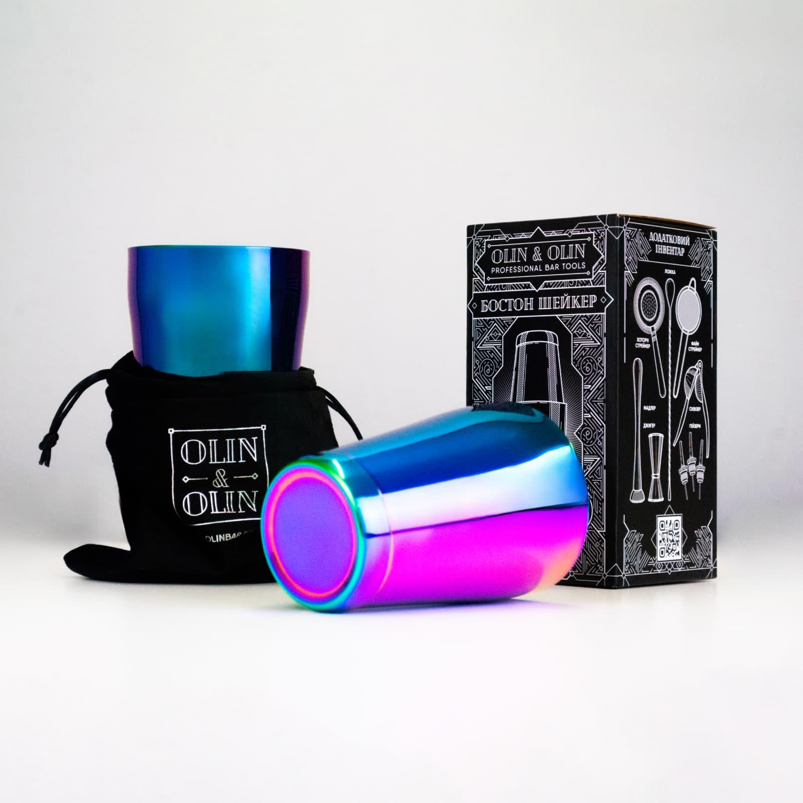 Шейкер Бостон Olin & Olin с утяжелителем для коктейлей 850/550 мл Rainbow (0683-SH-850-550-b-r) - фото 6 Шейкер Бостон Olin & Olin с утяжелителем для коктейлей 850/550 мл Rainbow (0683-SH-850-550-b-r) - фото 6