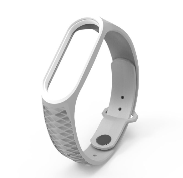 Ремінець для смарт-годинників Xiaomi Mi Band 4/3 MiJobs силіконовий рифлений Сірий/Білий (1907P)