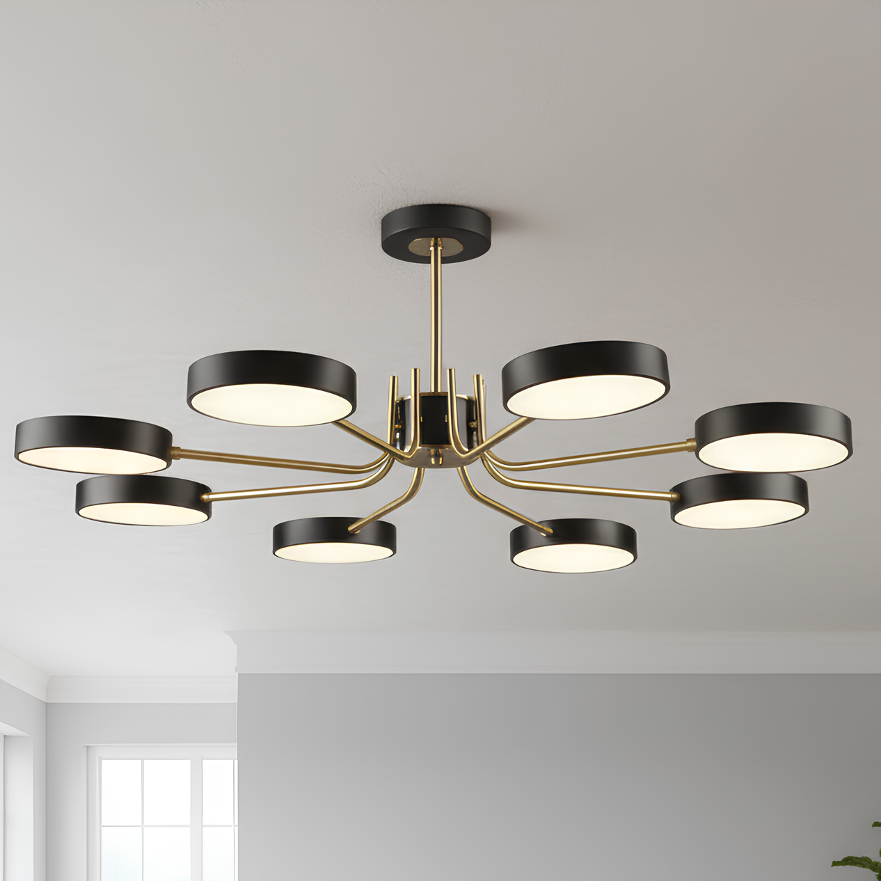 Люстра светодиодная Sirius 96W с круглыми рассеивателями 3000-6500K Черный/Медный (B N6371/8 BK+COP)