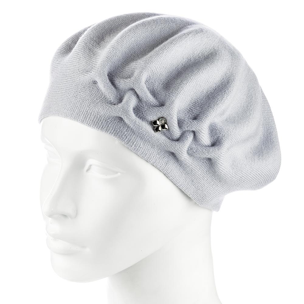 Берет двойной женский сбоку с узором Zolly ZH258 Пепел