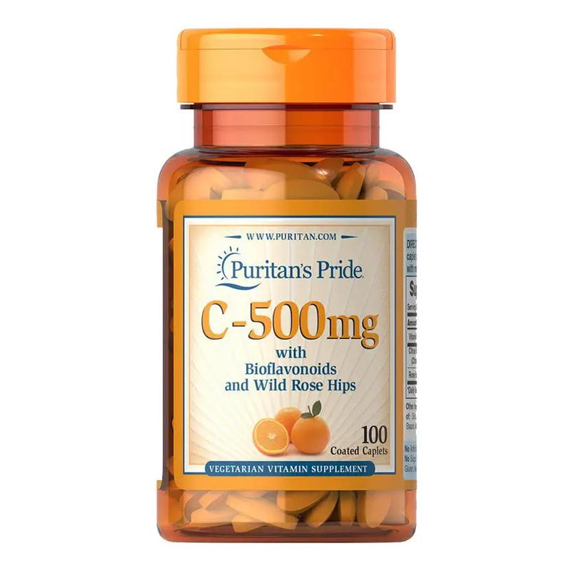 Витамин С с биофлавоноидами Puritan's Pride C-500 mg из Bioflavonoids and Rose Hips 100 каплет (09256-01)