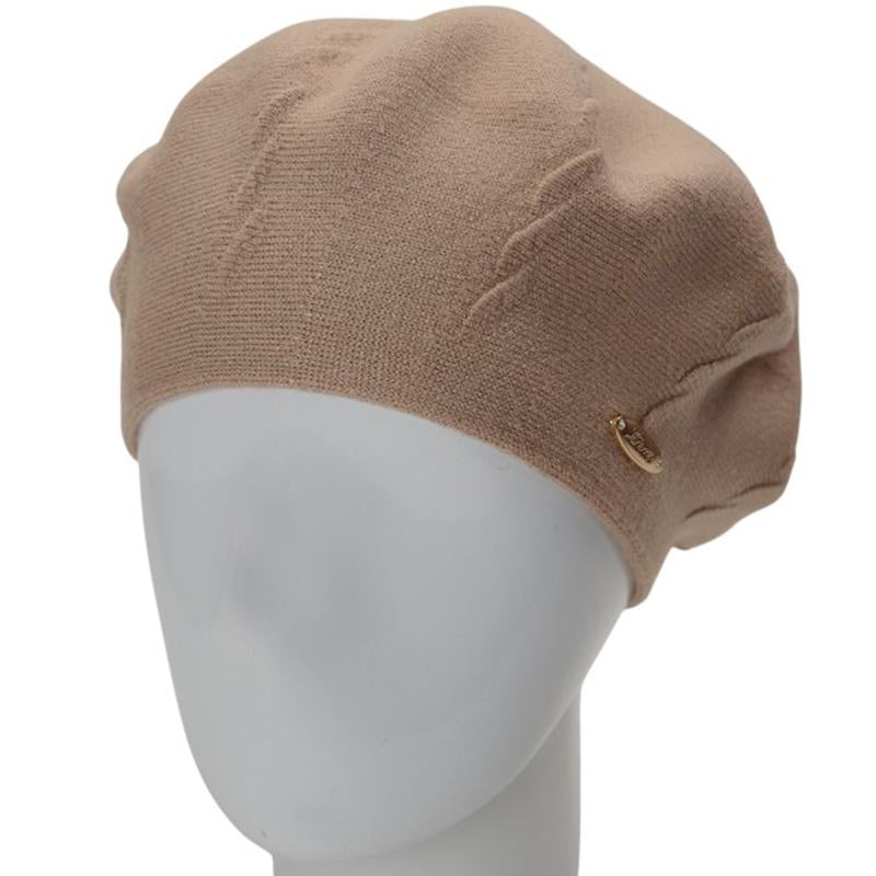 Берет женский Novita ВИКИ двойной с узором one size Бежевый (285929) - фото 1