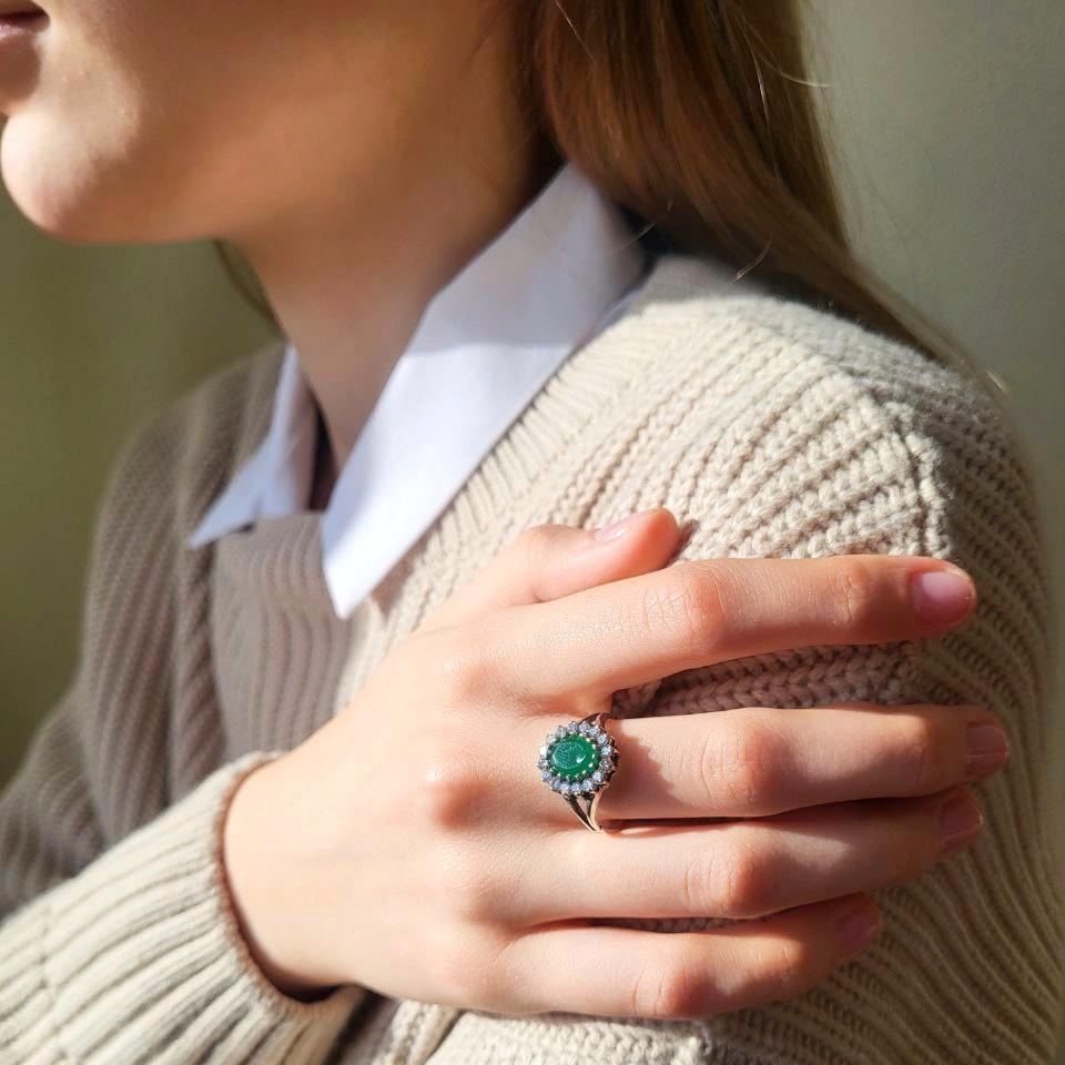 Каблучка овал із зеленим каменем срібло 925 проби 3,19 г р. 17,5 (1885) - фото 2 Каблучка овал із зеленим каменем срібло 925 проби 3,19 г р. 17,5 (1885) - фото 2