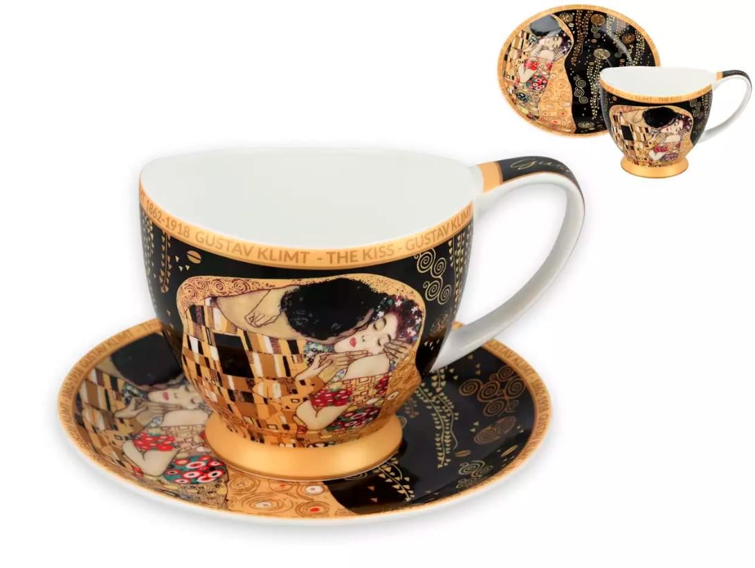 Чашка фарфоровая с блюдцем Carmani Г. Климт Поцелуй черный фон 350 мл (532-3051) - фото 5 Чашка фарфоровая с блюдцем Carmani Г. Климт Поцелуй черный фон 350 мл (532-3051) - фото 5
