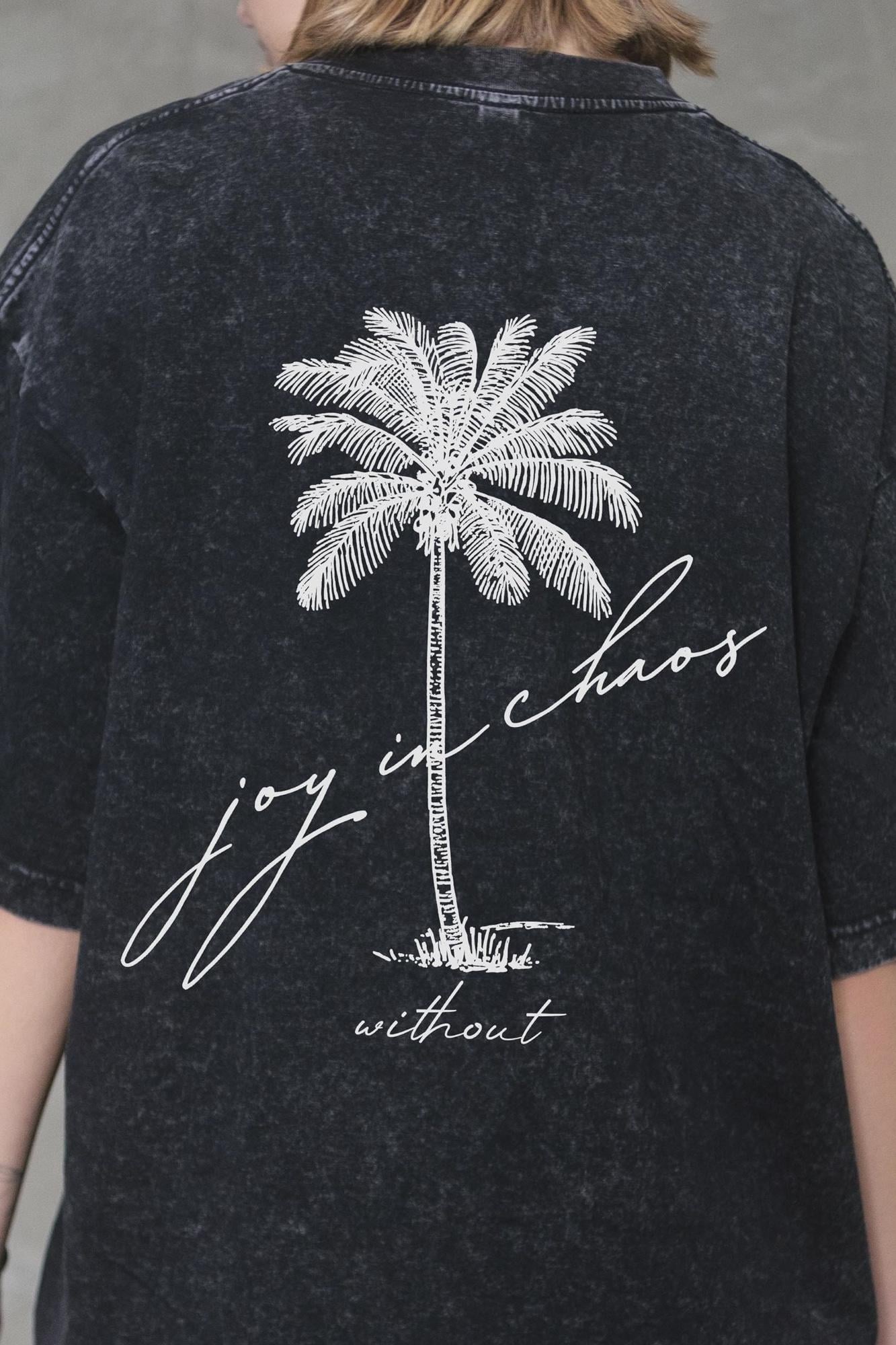 Футболка оверсайз Without Washed Joy Palma L/XL Black (L/XL8056344 8056345) - фото 6