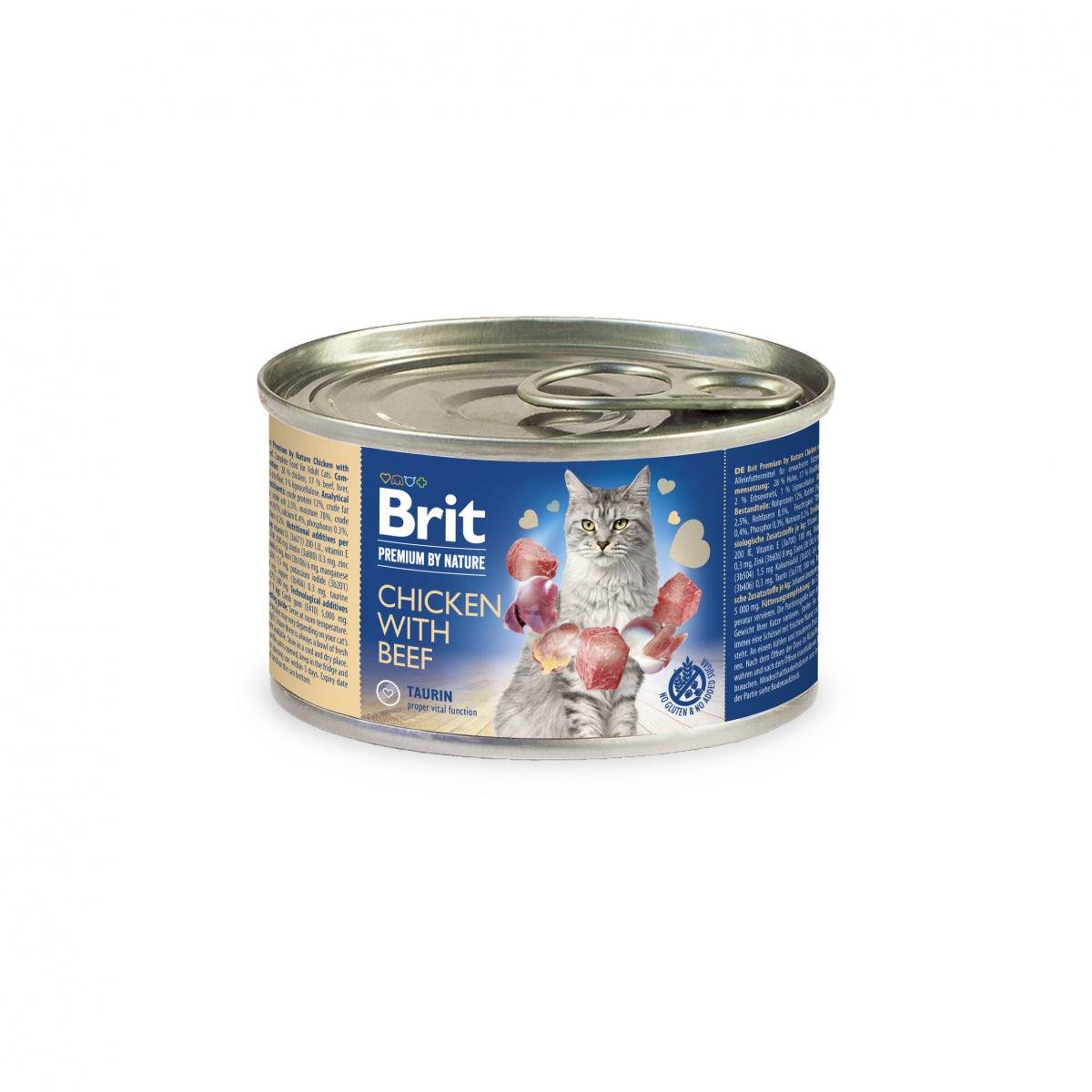 Корм для котів вологий Brit Premium by Nature Chicken with Beef з куркою та яловичиною 200 г (100614)
