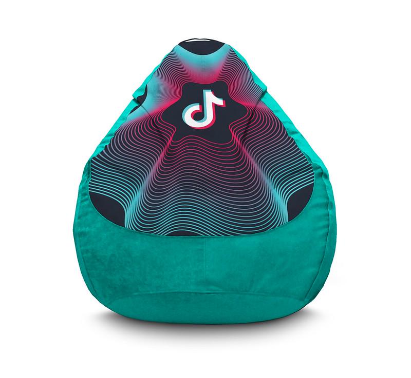 Кресло мешок iPuff Tik Tok Abstract waves Light blue Флок XXL 90х125 см Бирюзовый