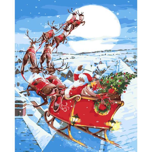Картина по номерам Strateg Зимние и Новогодние сюжеты Happy New Year в термопакете 40х50 см (SY6237-mt)