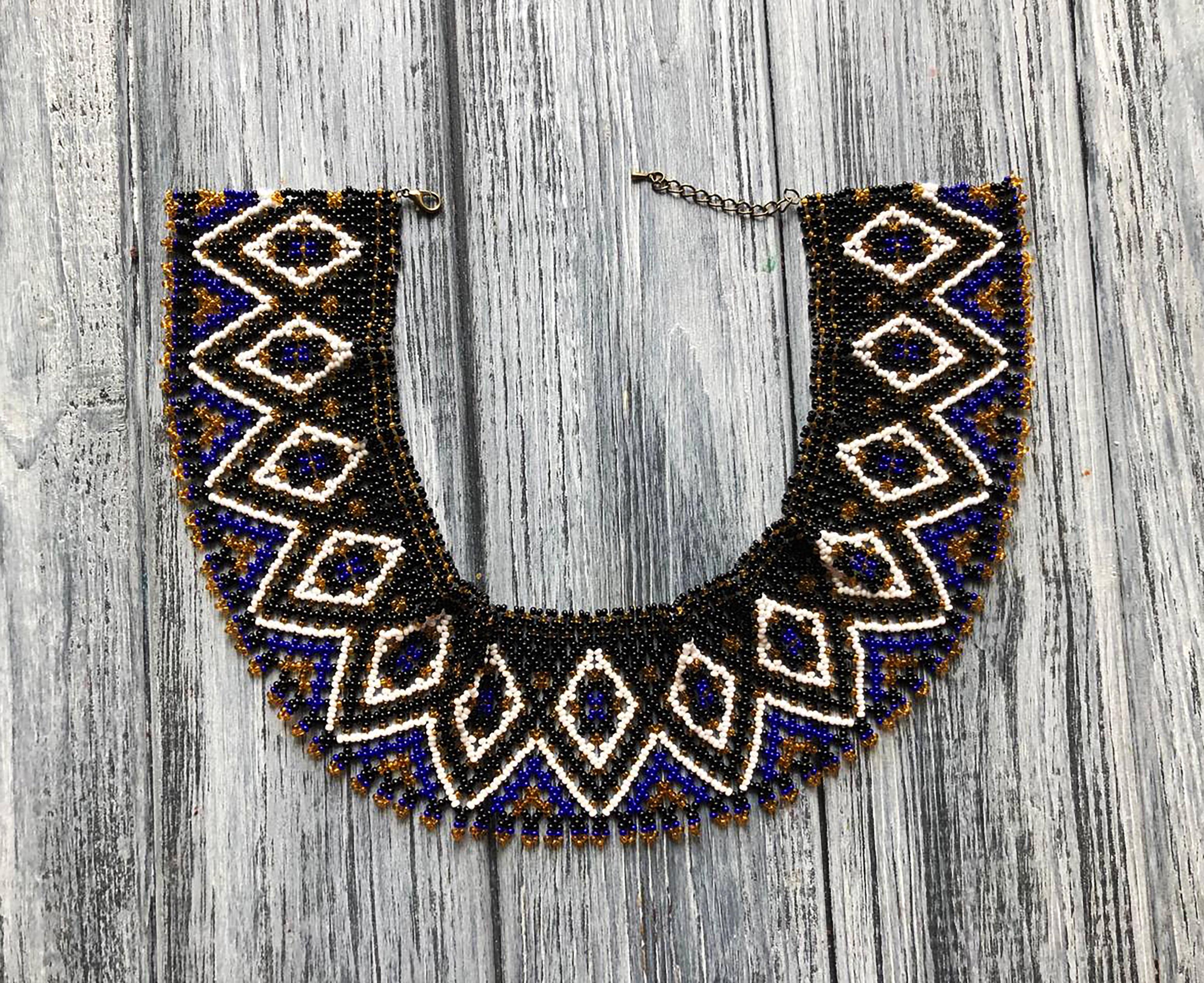 Колье-силянка из бисера HatynkaUA Embroidered ручной работы (SUN999_14)