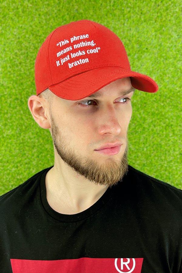 Бейсболка с накаткой Braxton "it just looks cool" унисекс Красный (1393)